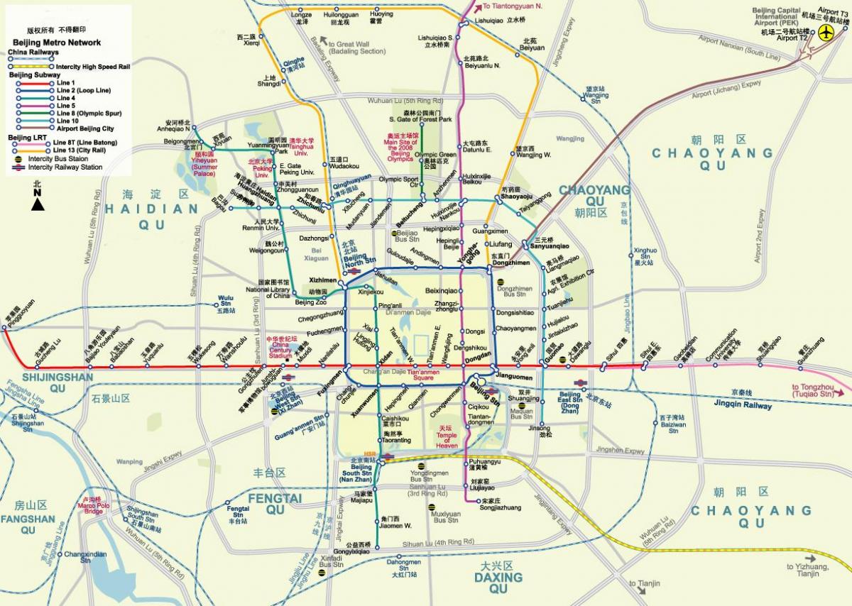 Peking metro zemljevid