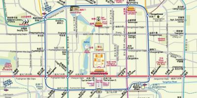 Zemljevid Pekingu podzemne železnice zemljevid z turističnih znamenitosti.