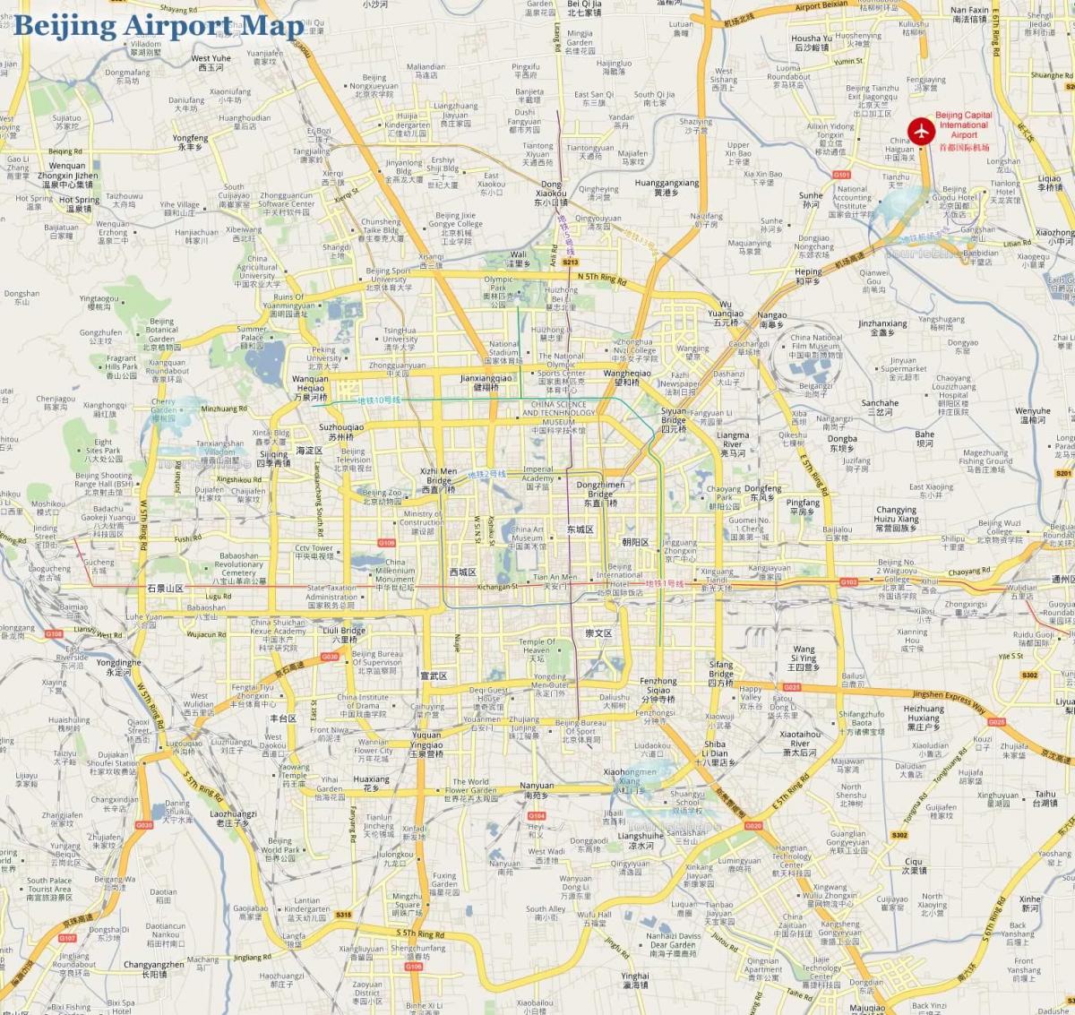 Peking kapitala letališče zemljevid