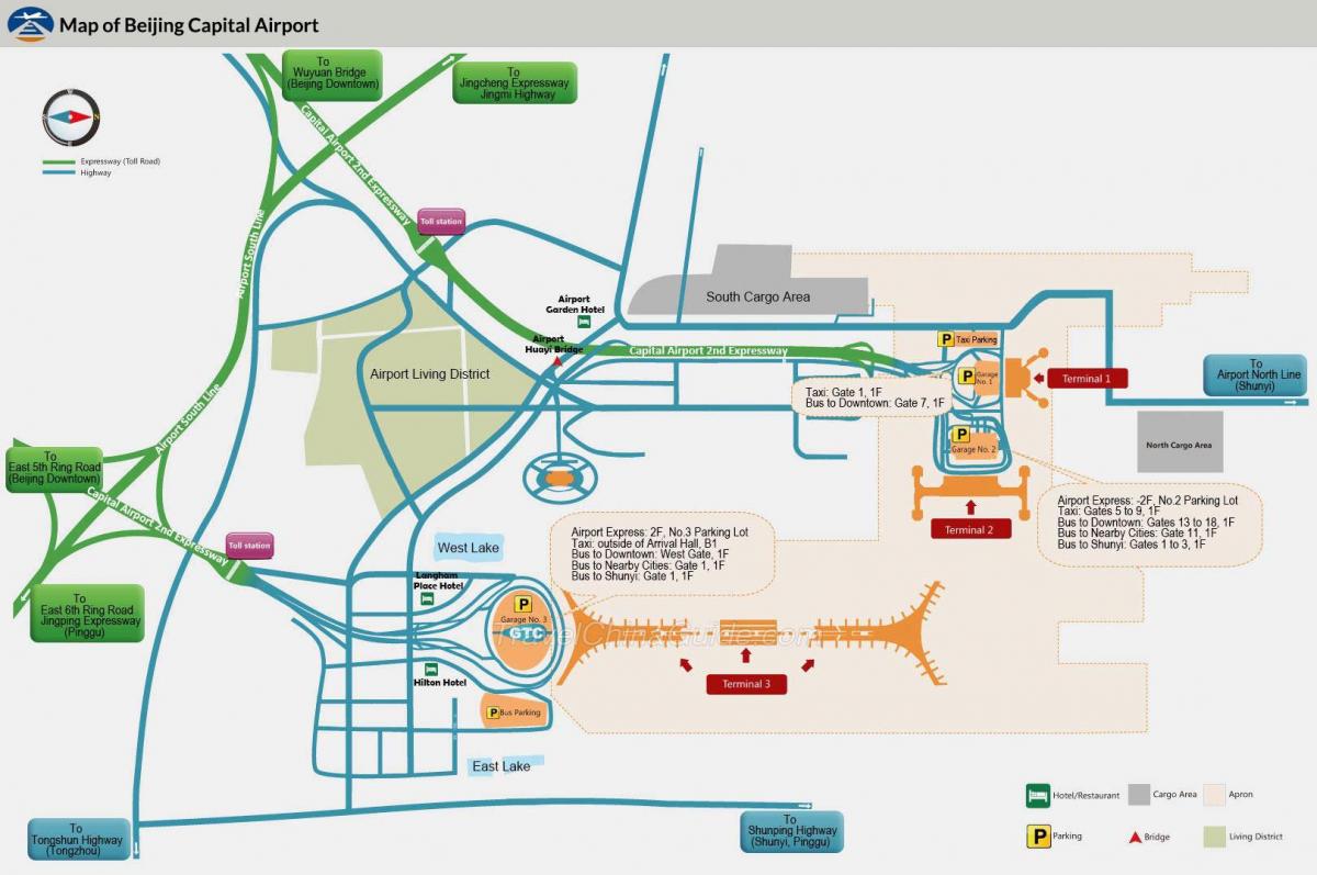 Beijing airport terminal zemljevid