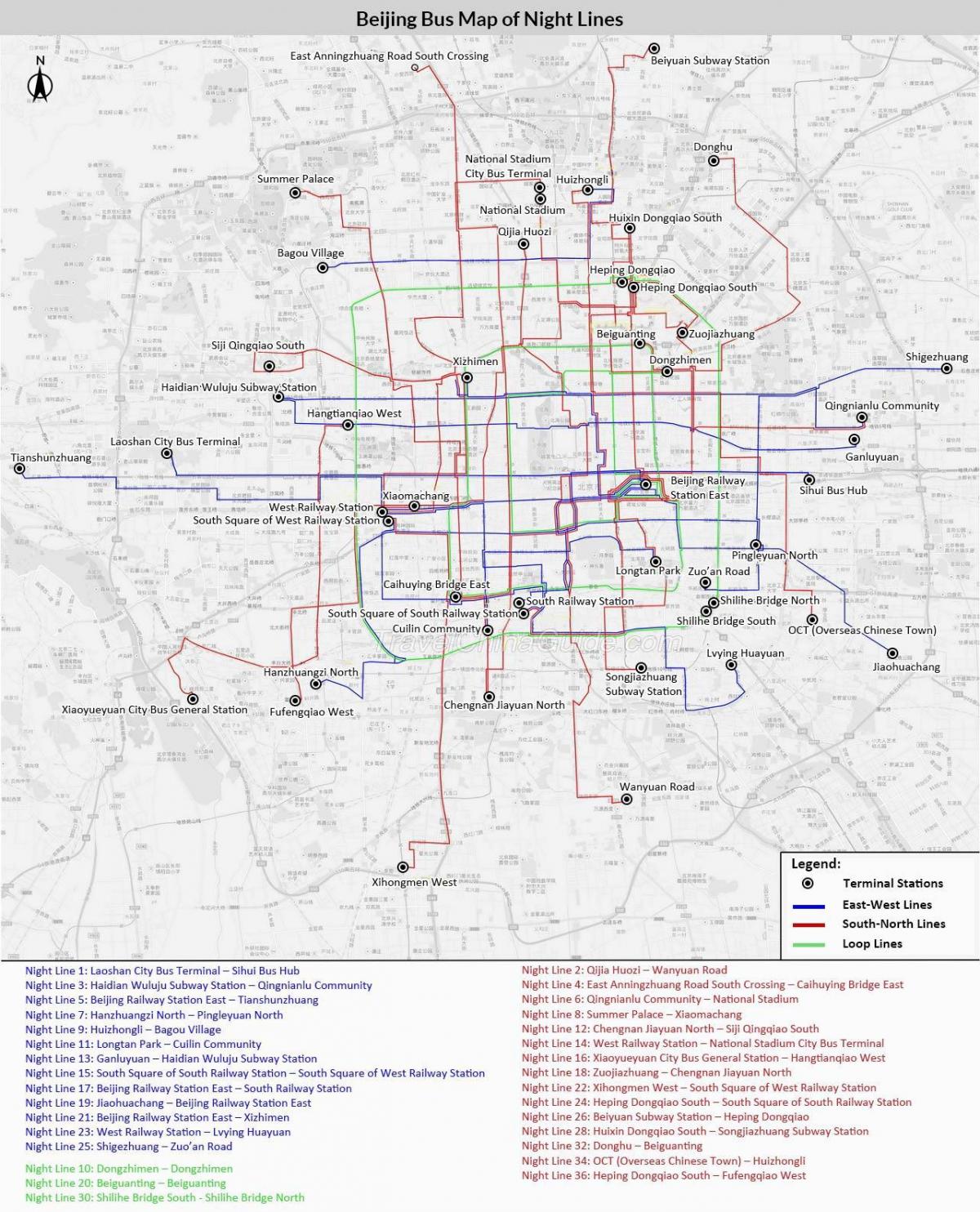 Peking avtobus poti zemljevid