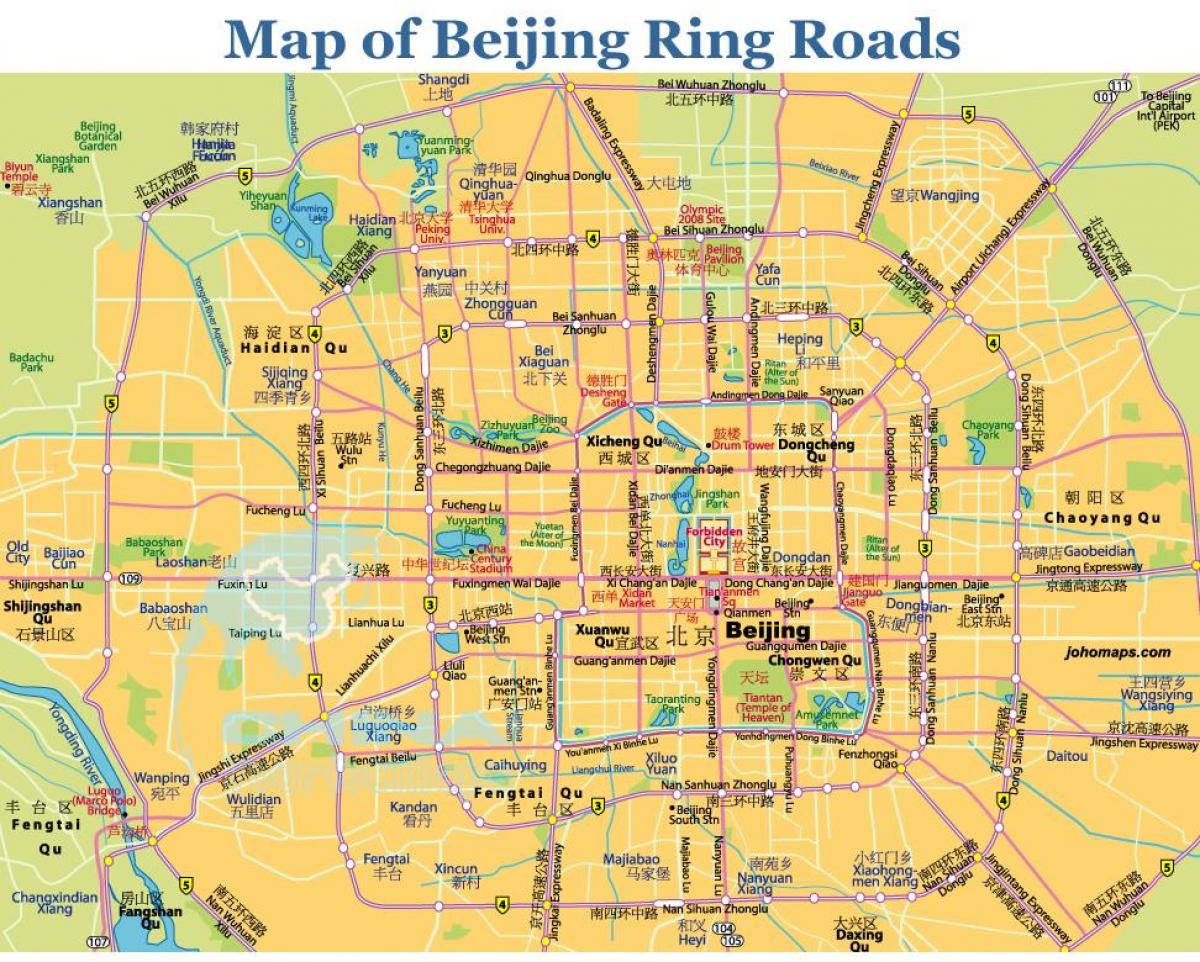 Peking obvoznice zemljevid