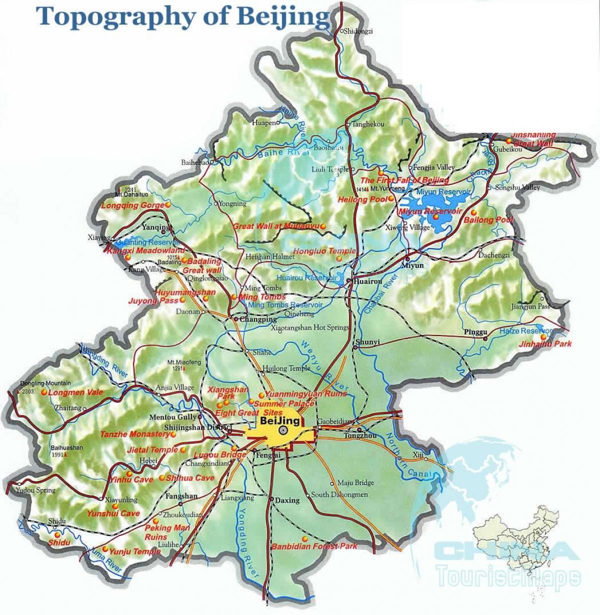 zemljevid Pekingu topografske