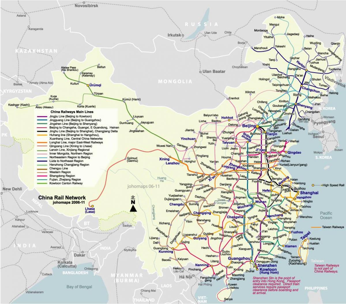 Peking železniške zemljevid