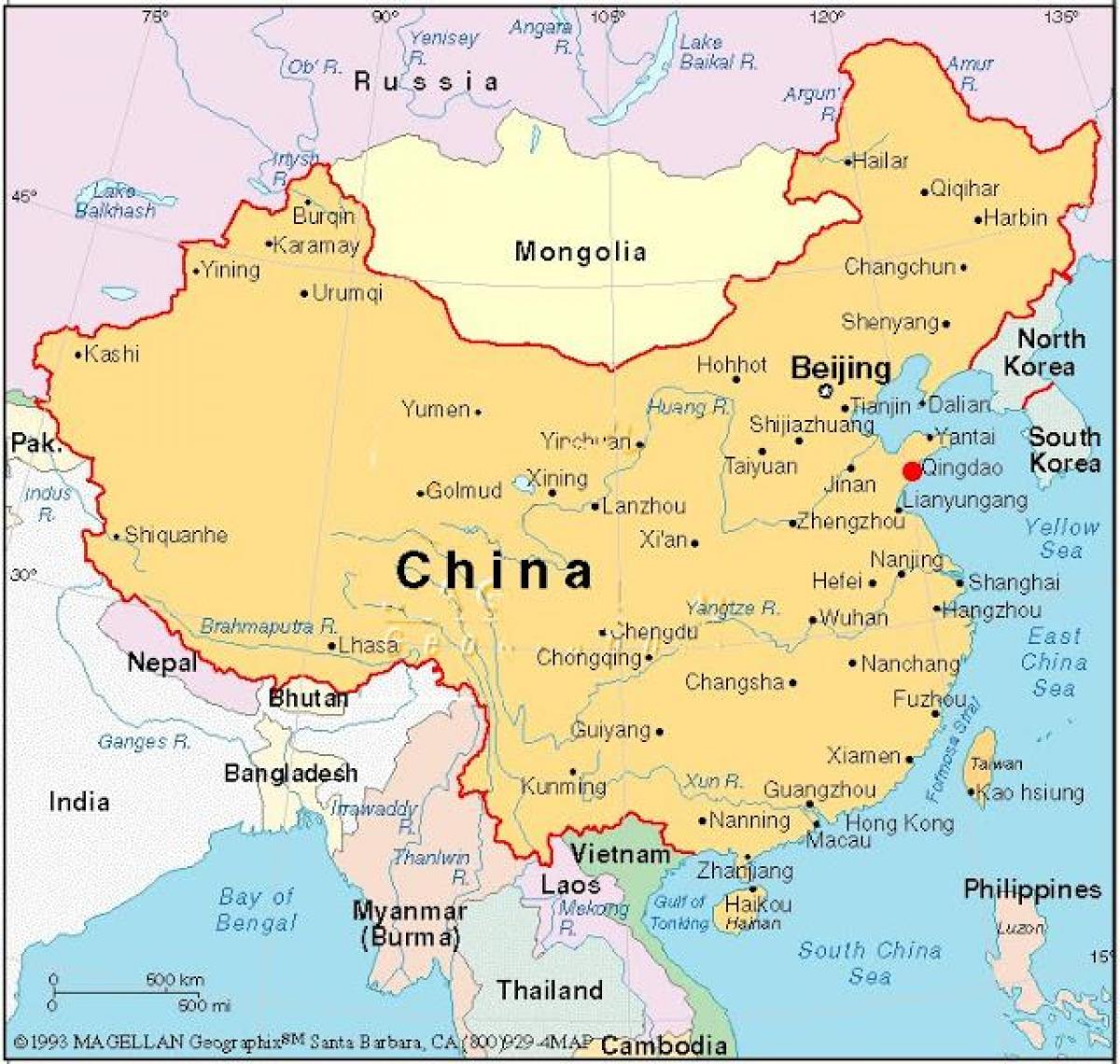 zemljevid prestolnica Kitajske